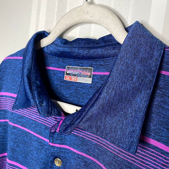 Grand Slam Performance Golf Short Sleeve Striped Polo Shirt Size XXL Blue Purple - Picture 2 of 11